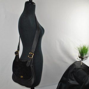 Rare Vintage Coach black pebbled cowhide leather crossbody purse #4916